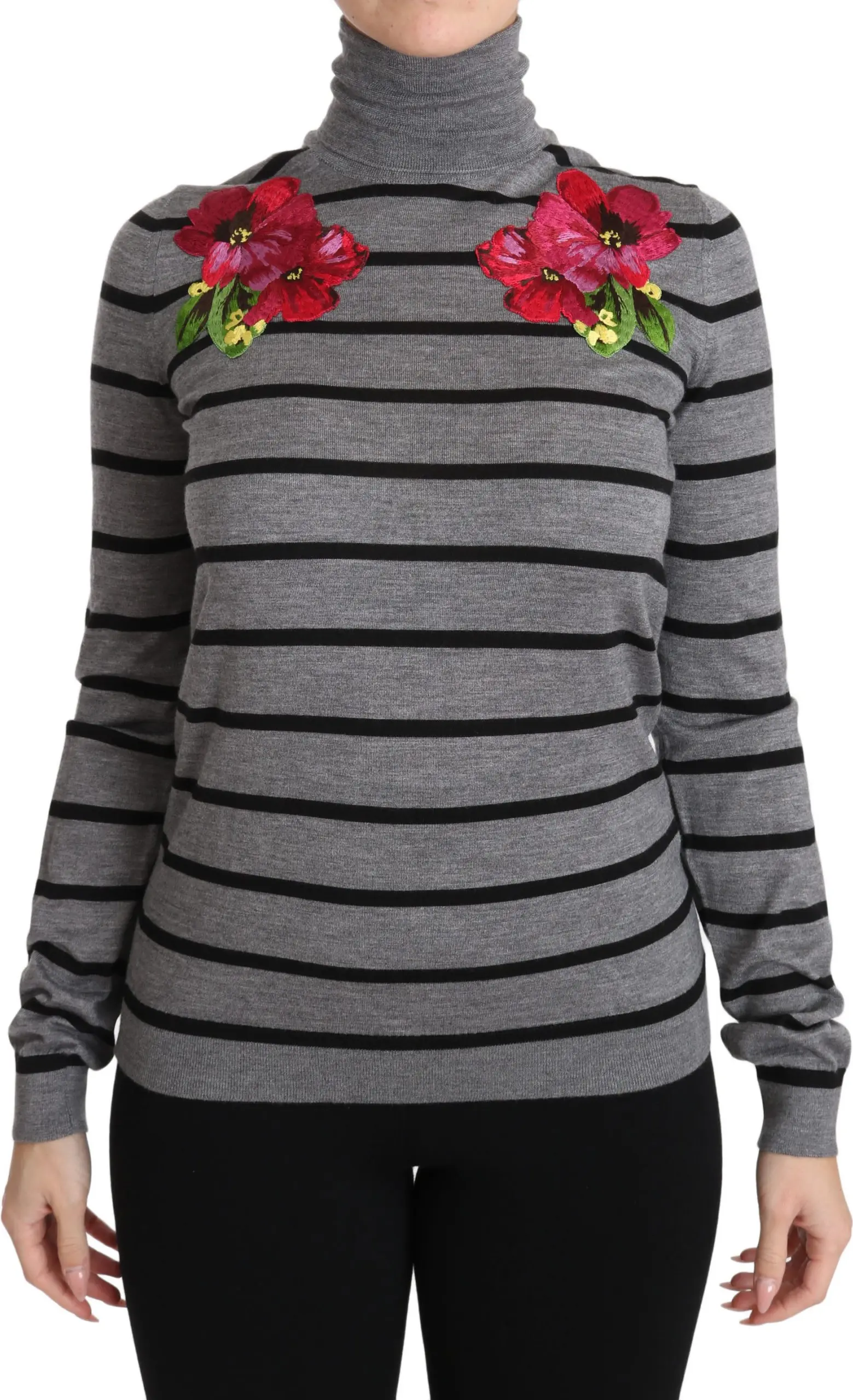 Sweater Dolce & Gabbana Gray Cashmere Silk Turtleneck Sweater