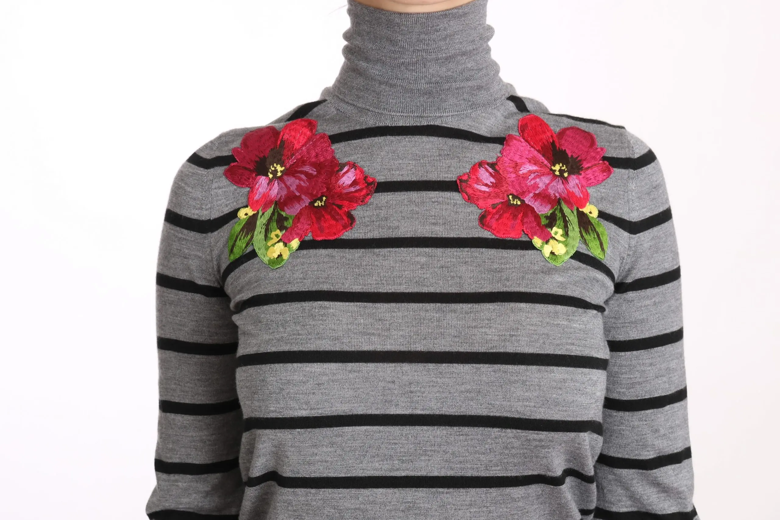 Sweater Dolce & Gabbana Gray Cashmere Silk Turtleneck Sweater