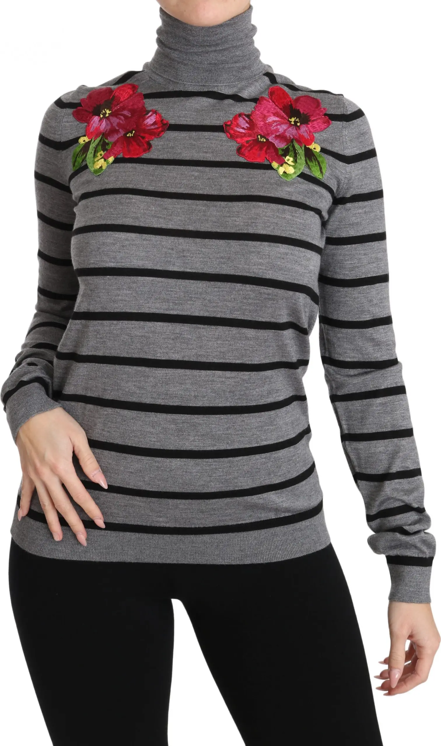 Sweater Dolce & Gabbana Gray Cashmere Silk Turtleneck Sweater