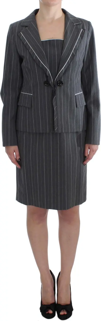 BENCIVENGA Gray Stretch Suit Sheath Dress & Blazer to'plami
