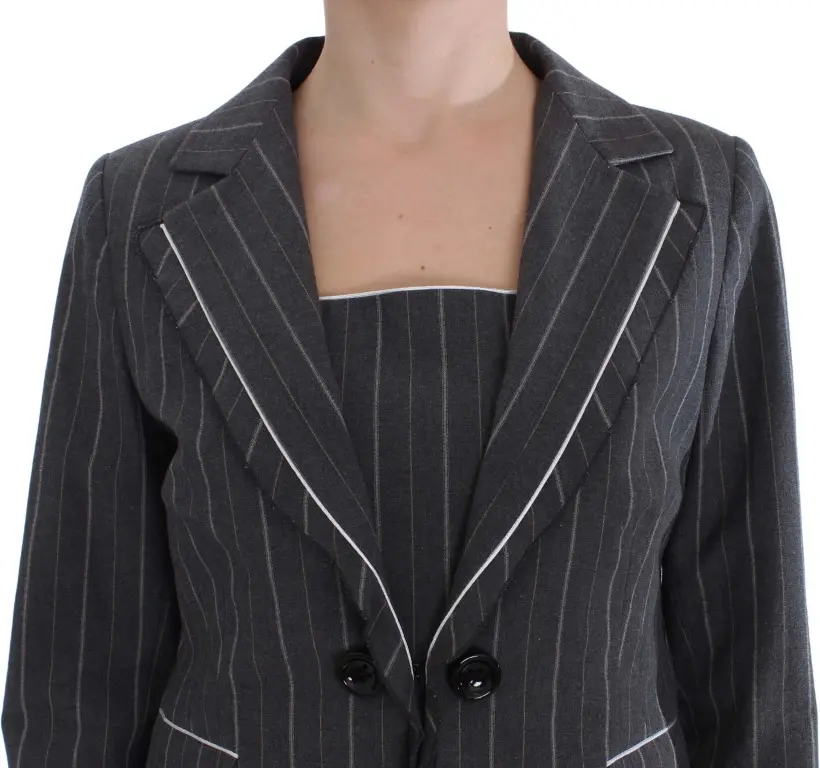 BENCIVENGA Gray Stretch Suit Sheath Dress & Blazer to'plami