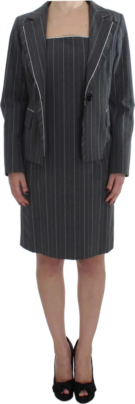 BENCIVENGA Gray Stretch Suit Sheath Dress & Blazer to'plami