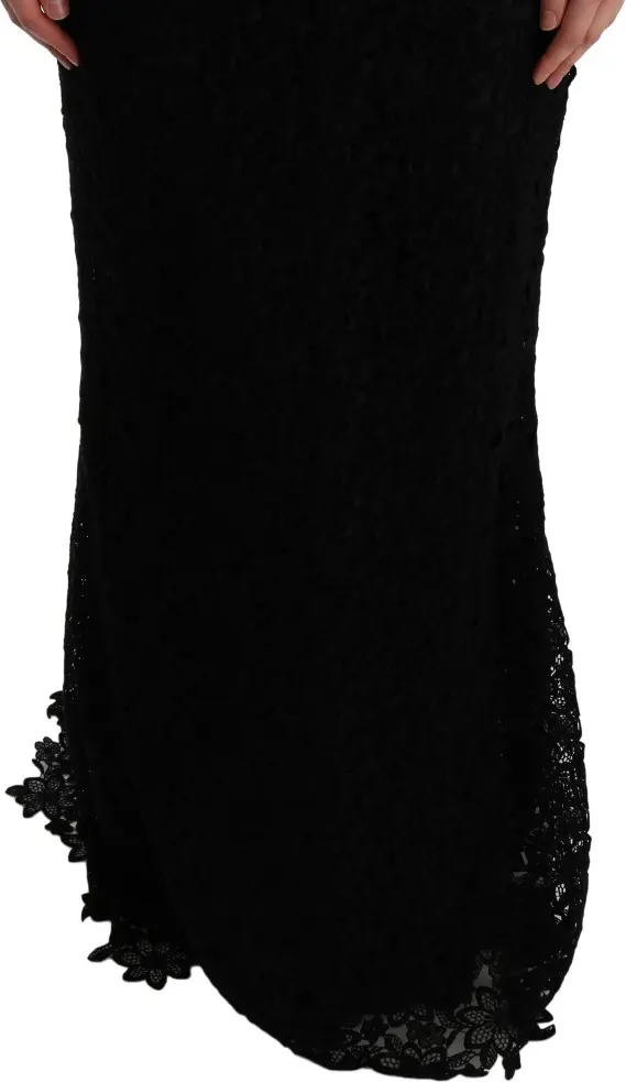 Платье-футляр Dolce & Gabbana Black Floral Ricamo