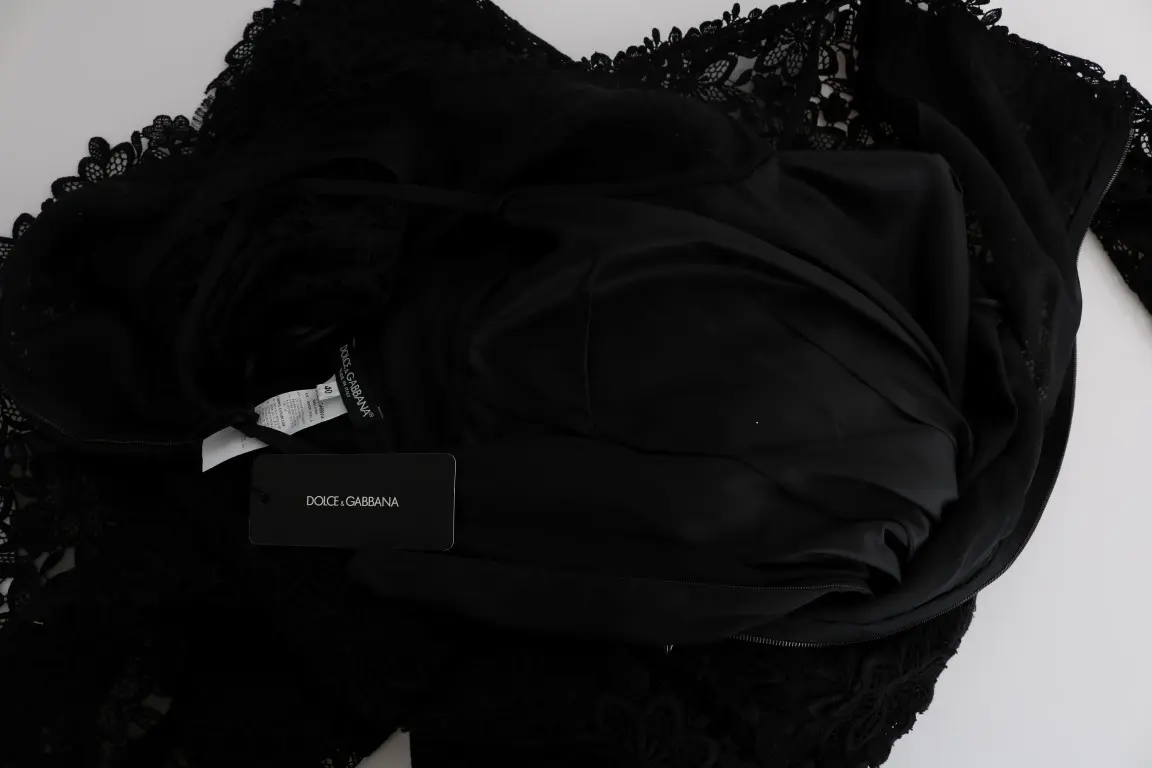 Платье-футляр Dolce & Gabbana Black Floral Ricamo