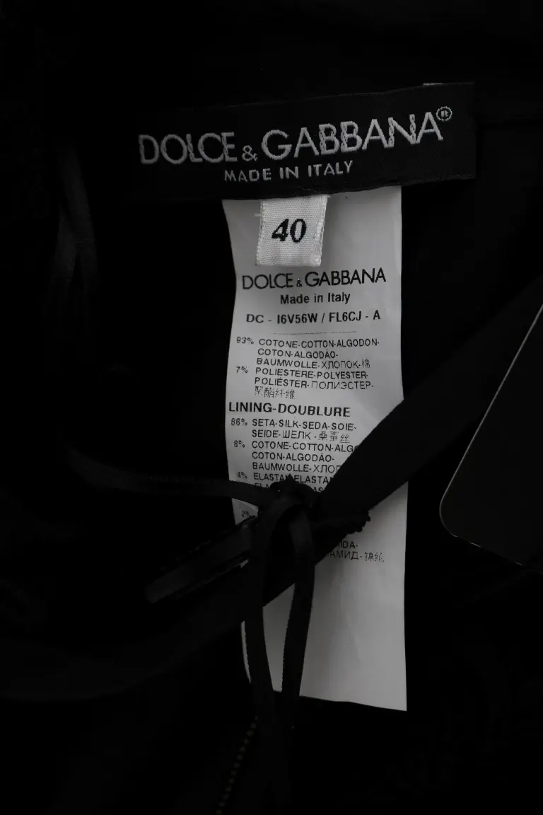 Платье-футляр Dolce & Gabbana Black Floral Ricamo
