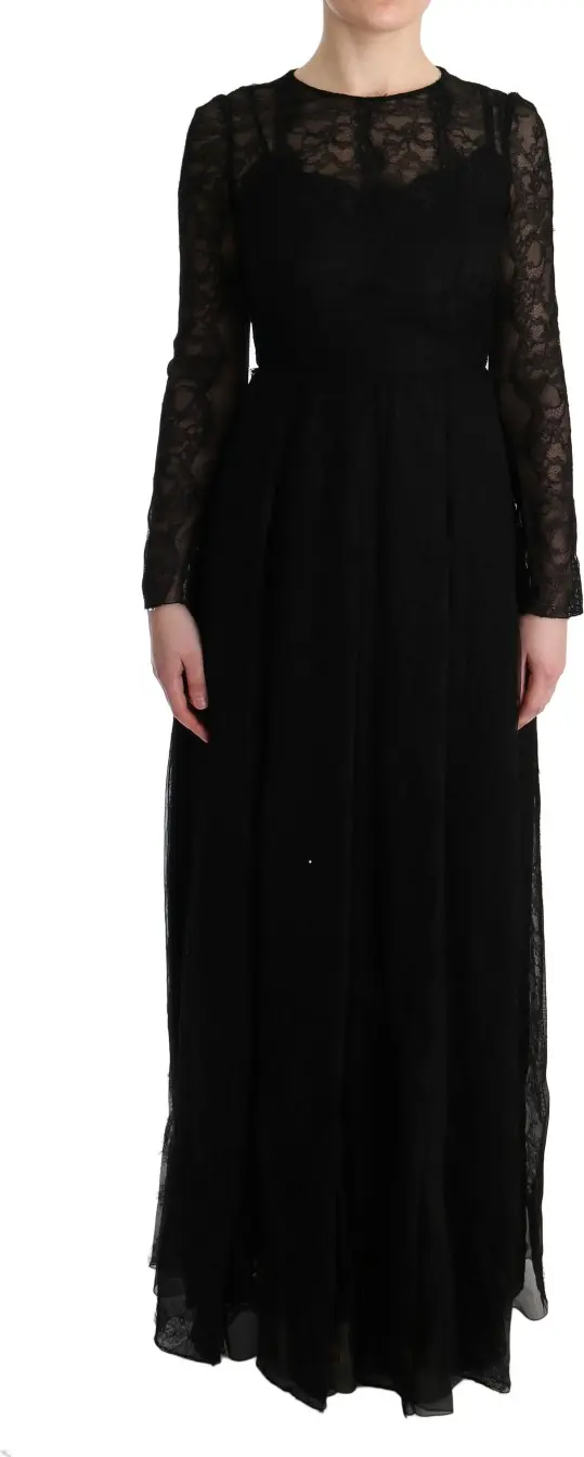 Dress Dolce & Gabbana Black Floral Lace Sheath