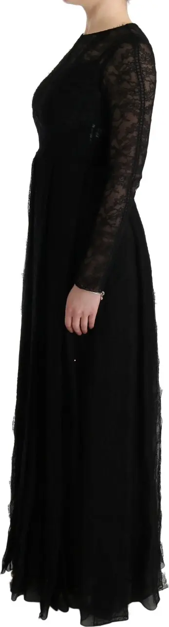 Dolce & Gabbana Black Floral Lace Sheath Ko'ylagi