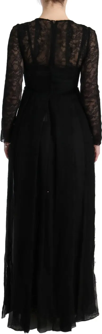 Dolce & Gabbana Black Floral Lace Sheath Ko'ylagi