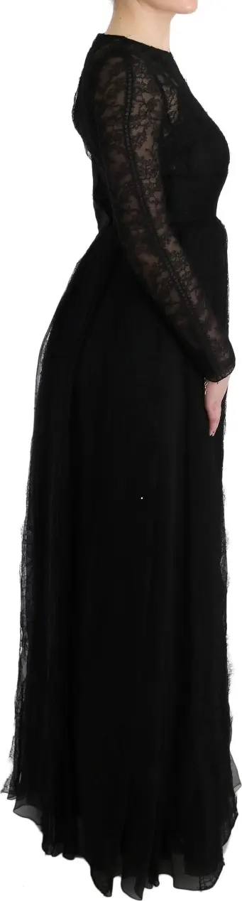 Dolce & Gabbana Black Floral Lace Sheath Ko'ylagi
