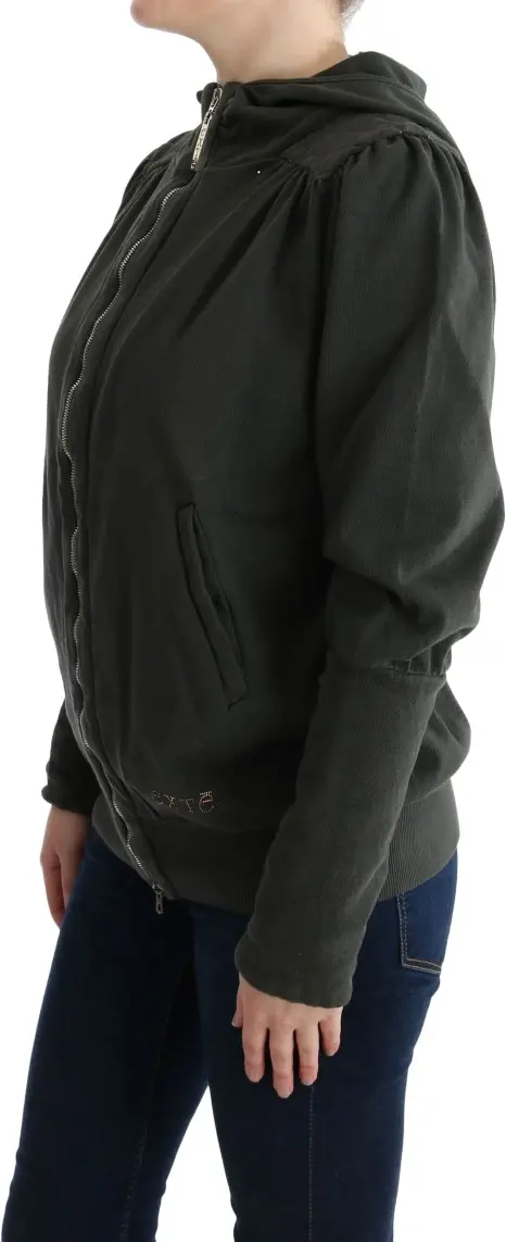 Zipper Sweater Exte Hooded Cotton