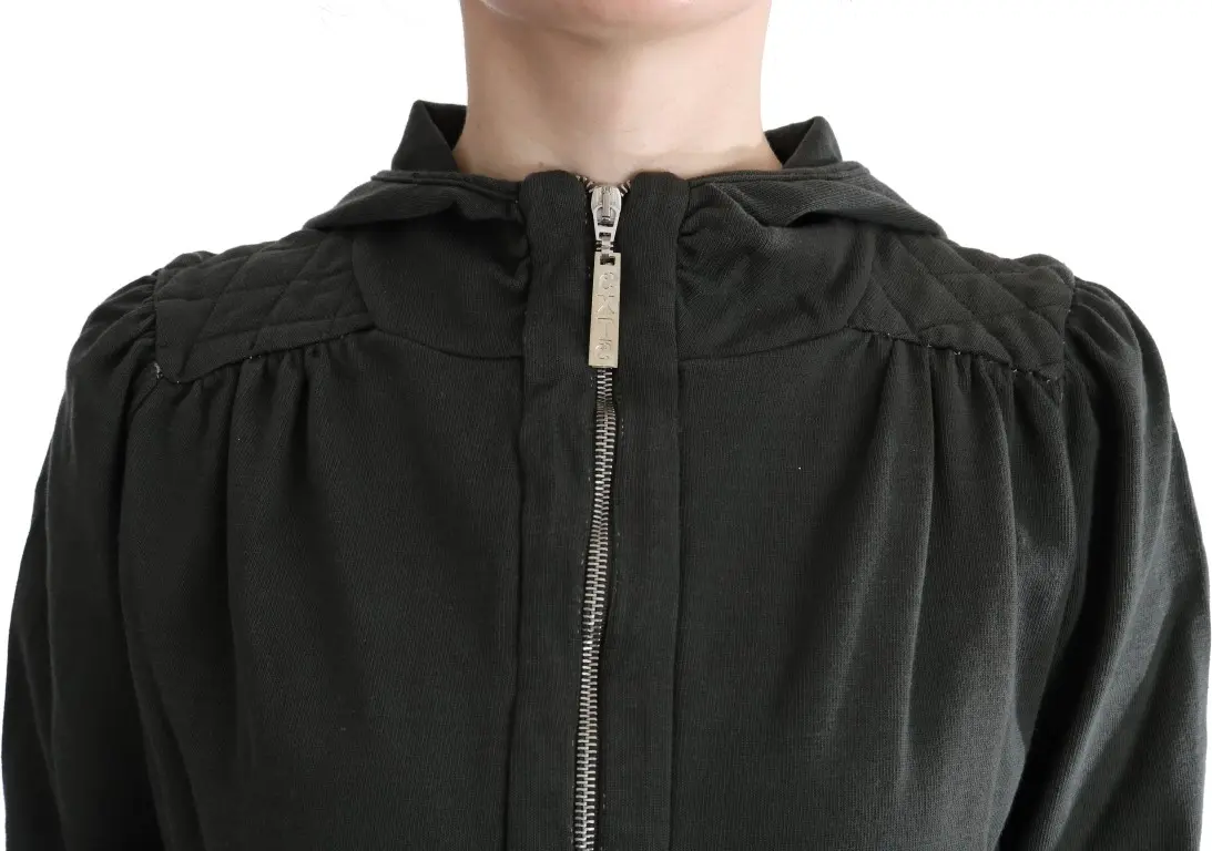 Zipper Sweater Exte Hooded Cotton