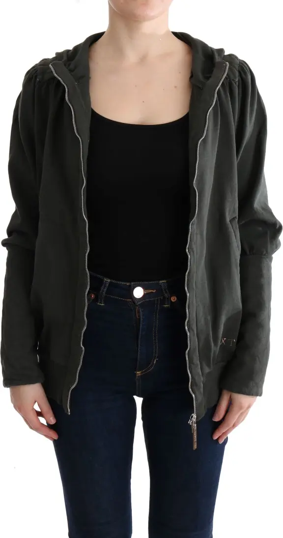 Zipper Sweater Exte Hooded Cotton