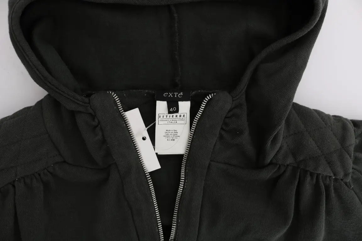 Zipper Sweater Exte Hooded Cotton