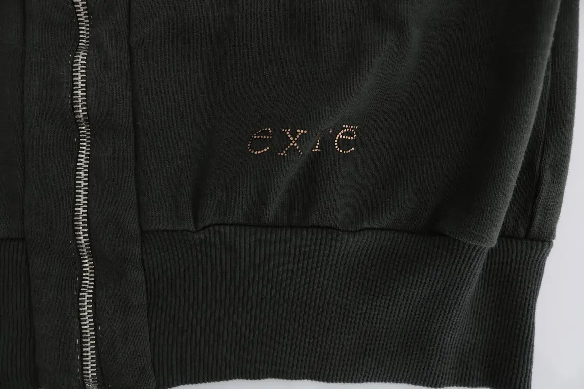 Zipper Sweater Exte Hooded Cotton
