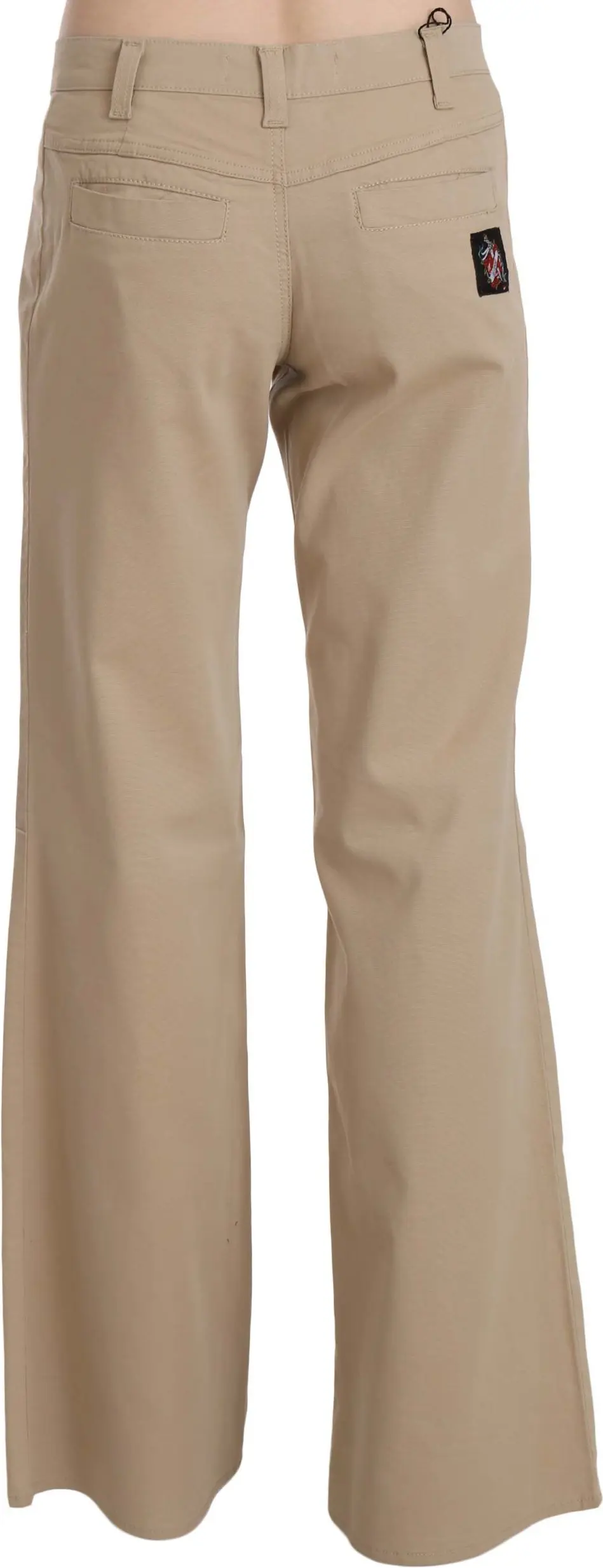 Trousers Just Cavalli Beige Cotton Mid Waist Flared Trousers Pants