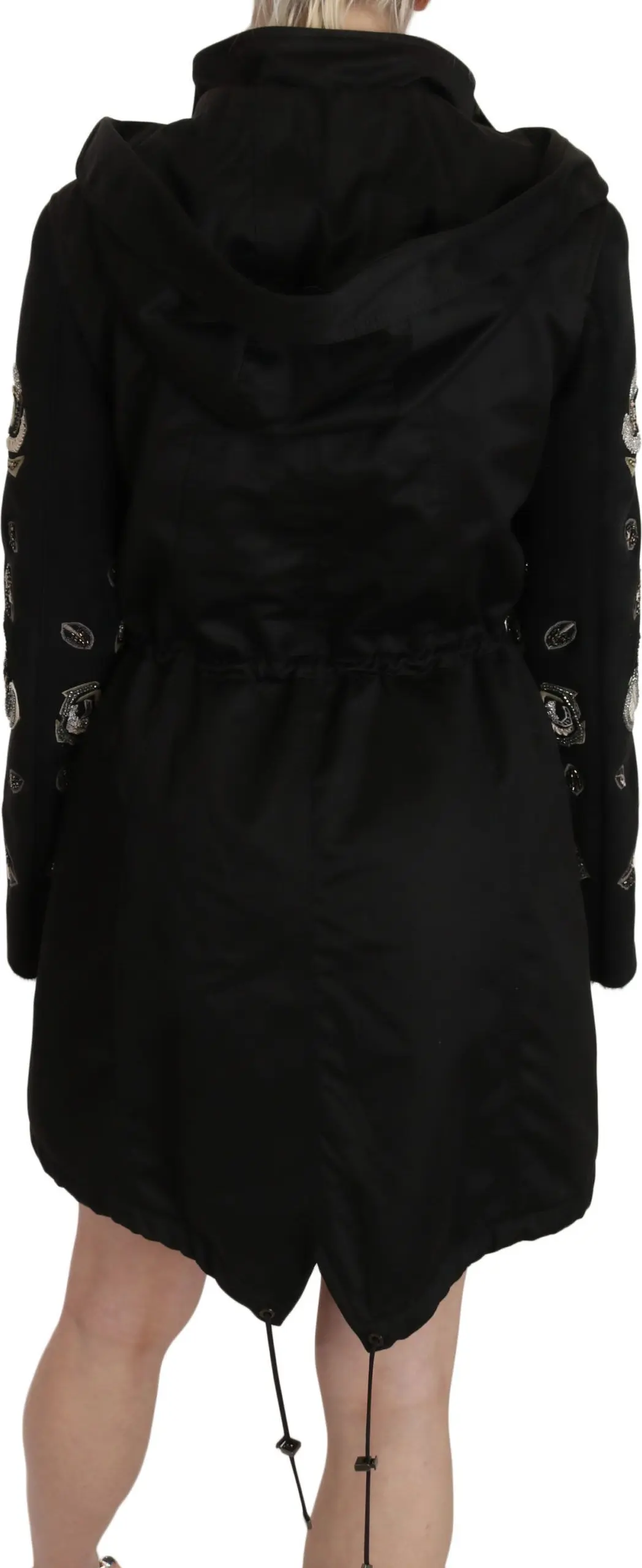 Parka Jacket John Richmond Elegant Black Beaded