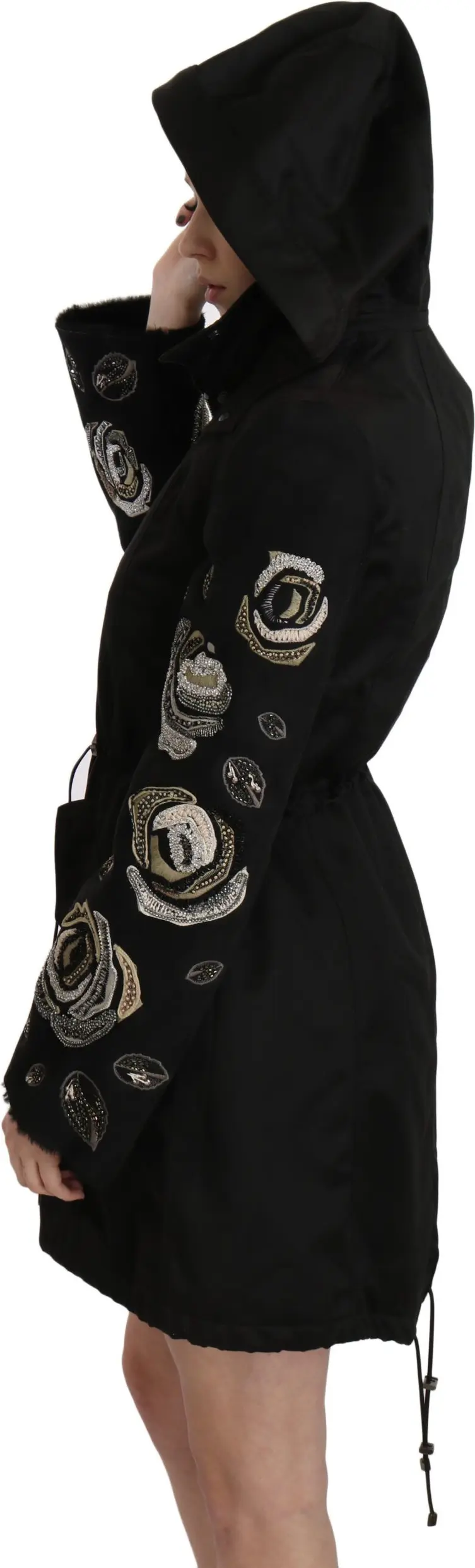 Parka Jacket John Richmond Elegant Black Beaded