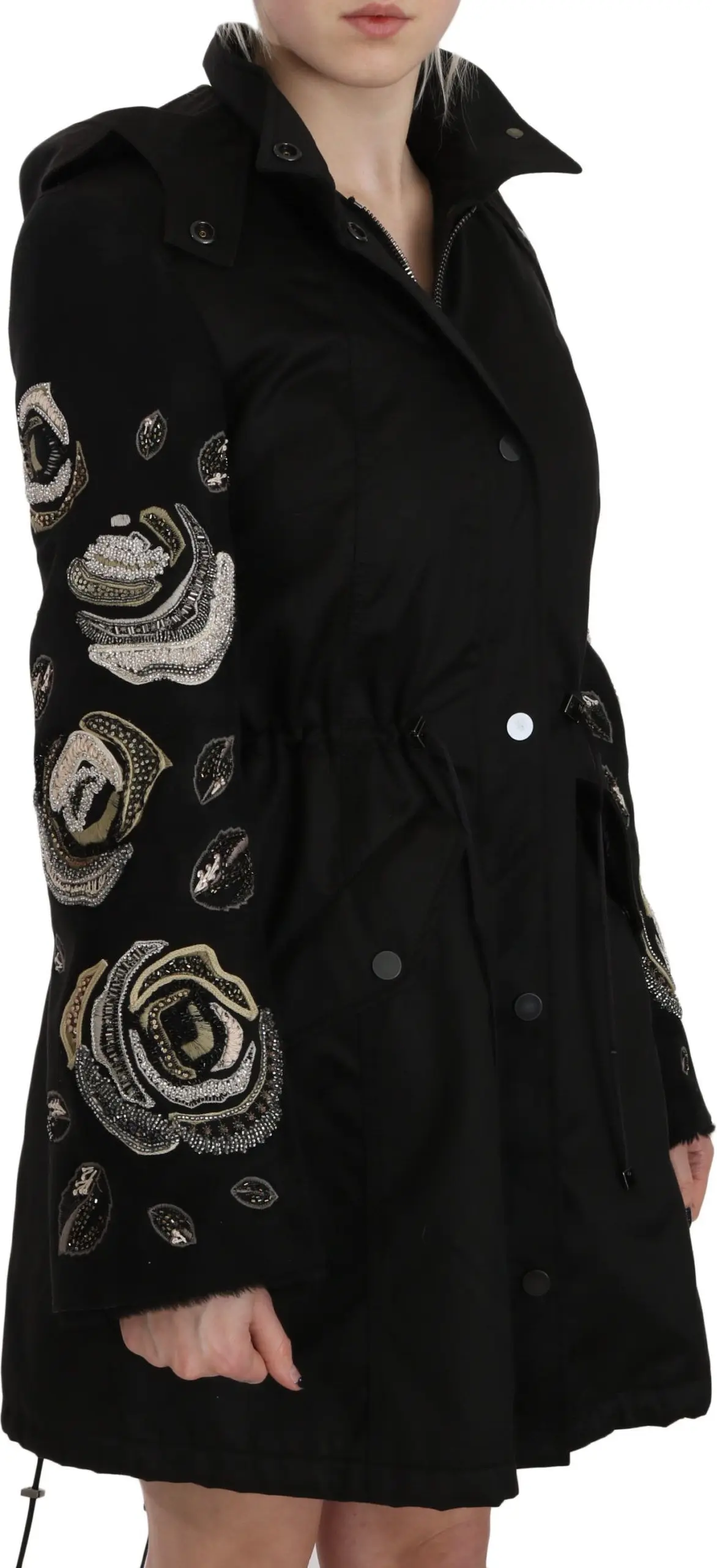 Parka Jacket John Richmond Elegant Black Beaded