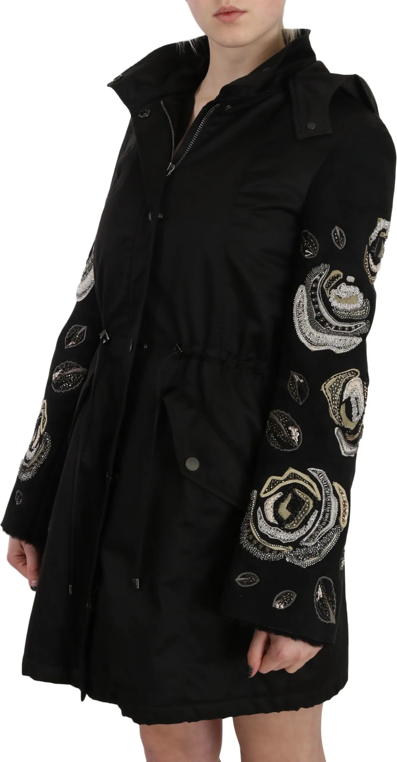 Parka Jacket John Richmond Elegant Black Beaded