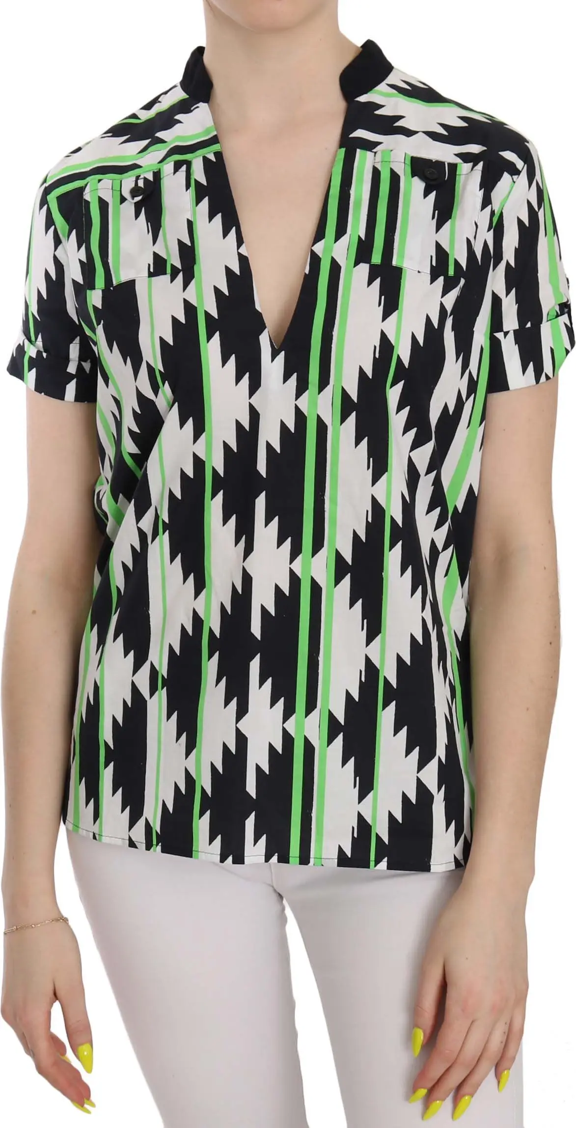 Top Blouse Costume National ko'p rangli chuqur bo'yinli bluzka