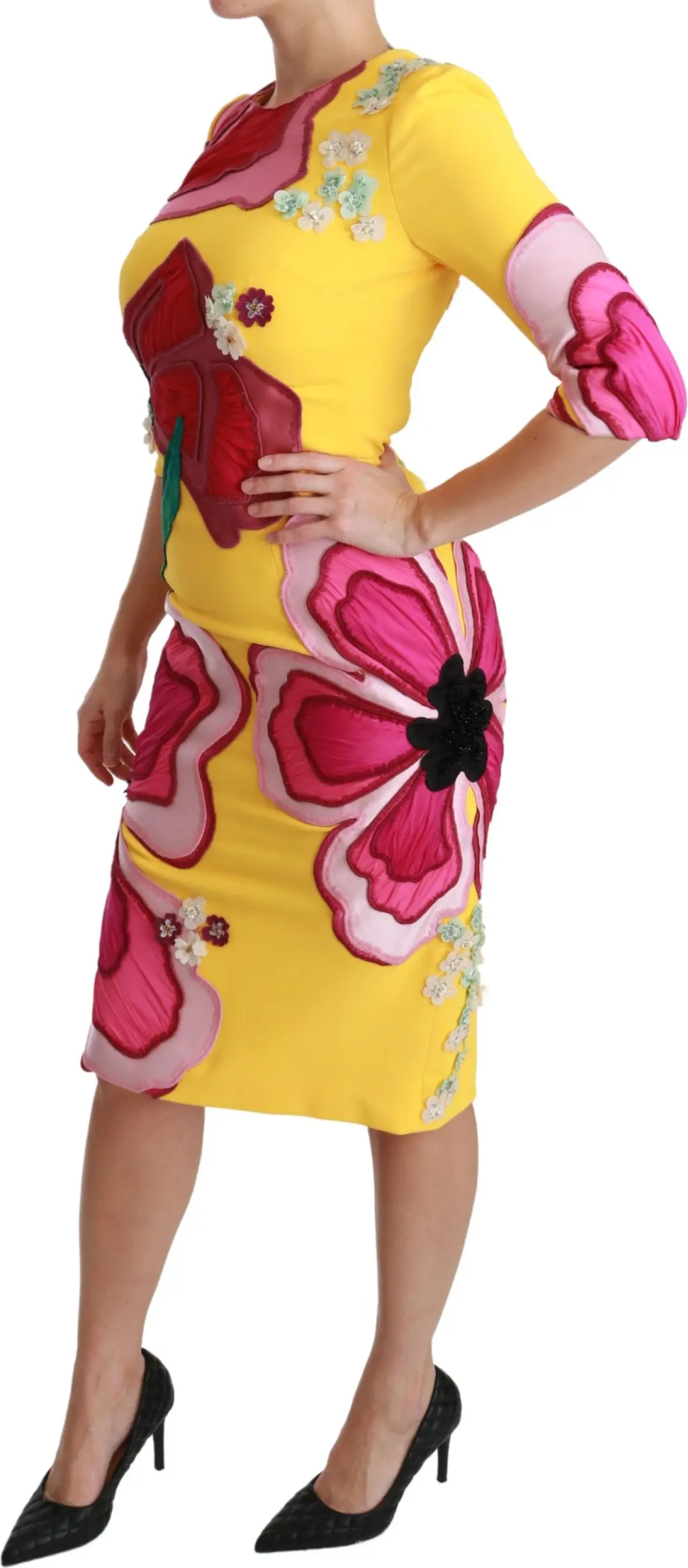 Dolce & Gabbana libos, Sariq gulli, kristalli, jismoniy siluetli ko'ylak