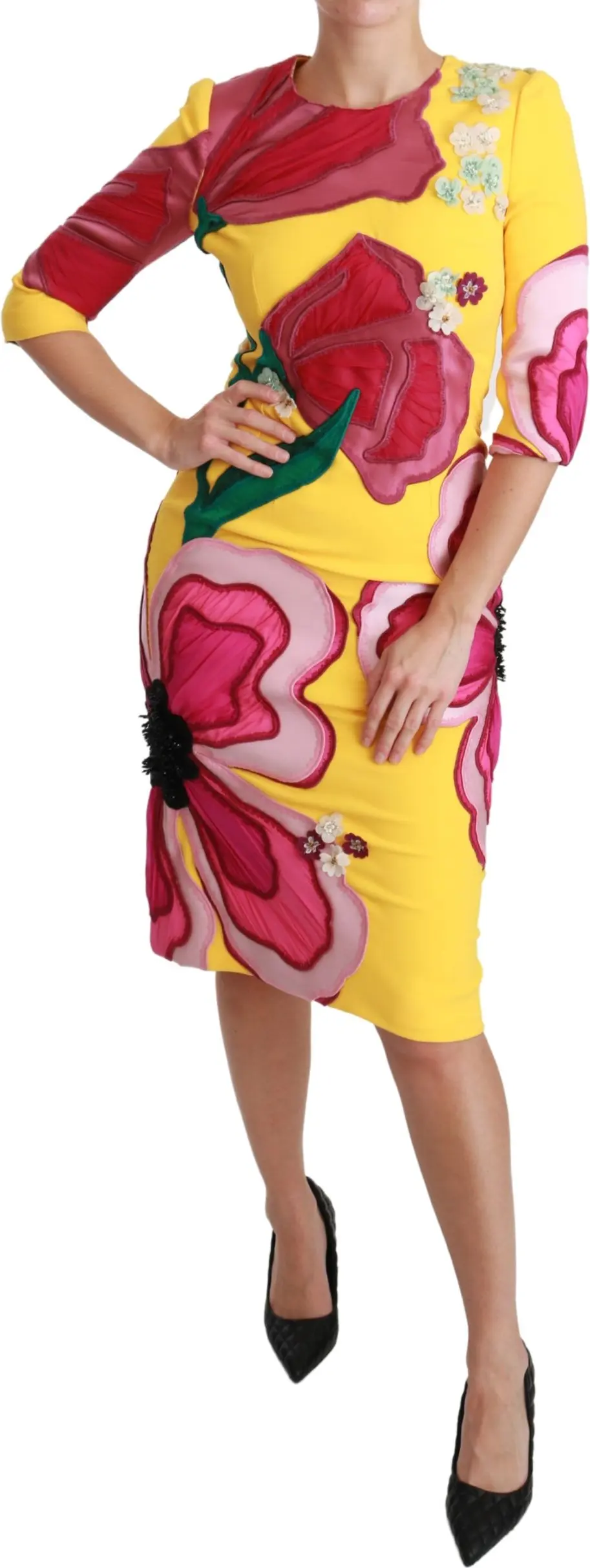 Dolce & Gabbana libos, Sariq gulli, kristalli, jismoniy siluetli ko'ylak