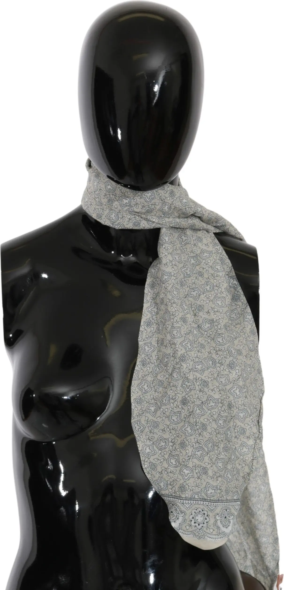 Scarf Ermanno Scervino Chic Cotton Scarf in Beige & Blue Fantasy Print