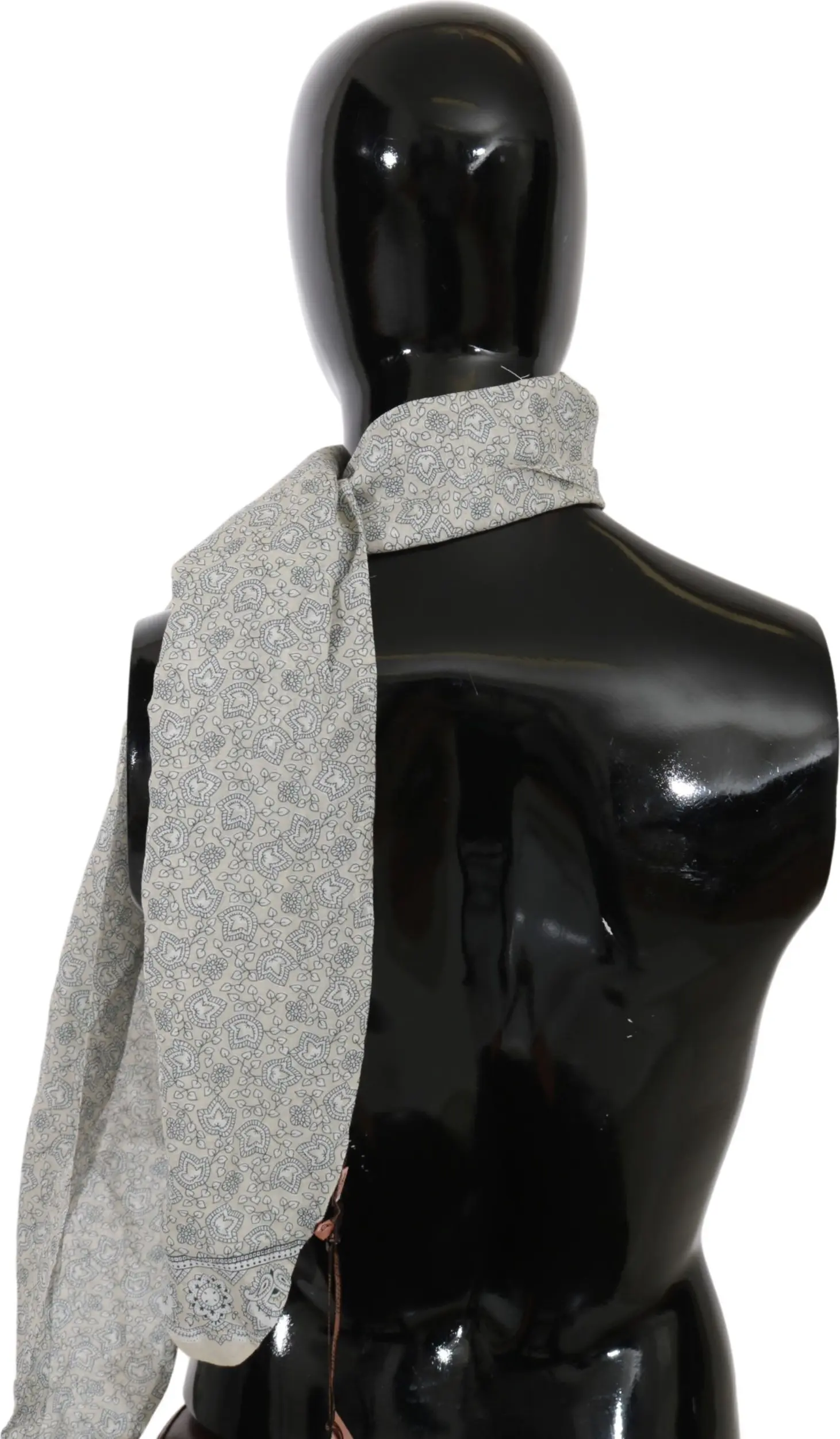 Шарф Ermanno Scervino Chic Cotton Scarf с фантазийным принтом в бежевом и синем цветах