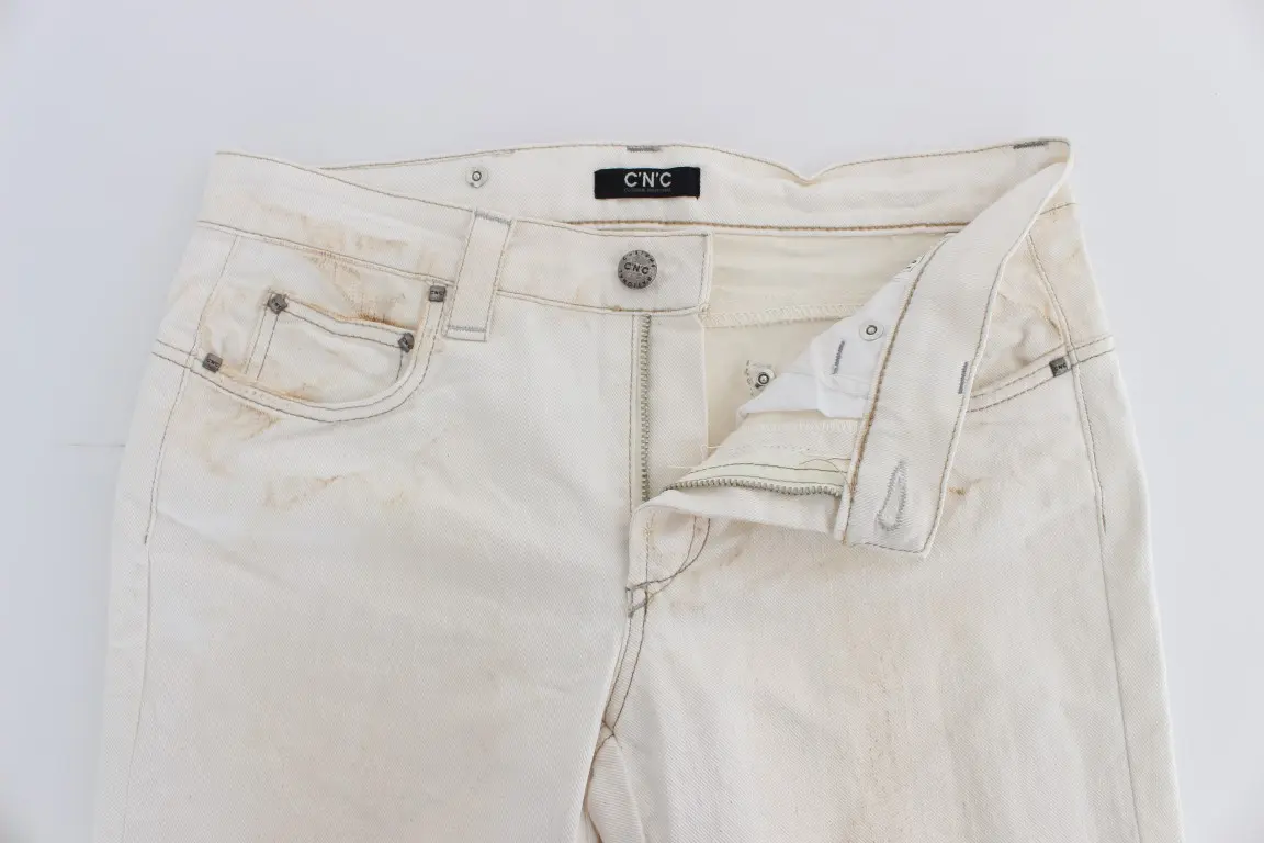 Jeans Costume National White Cotton Slim Fit Bootcut