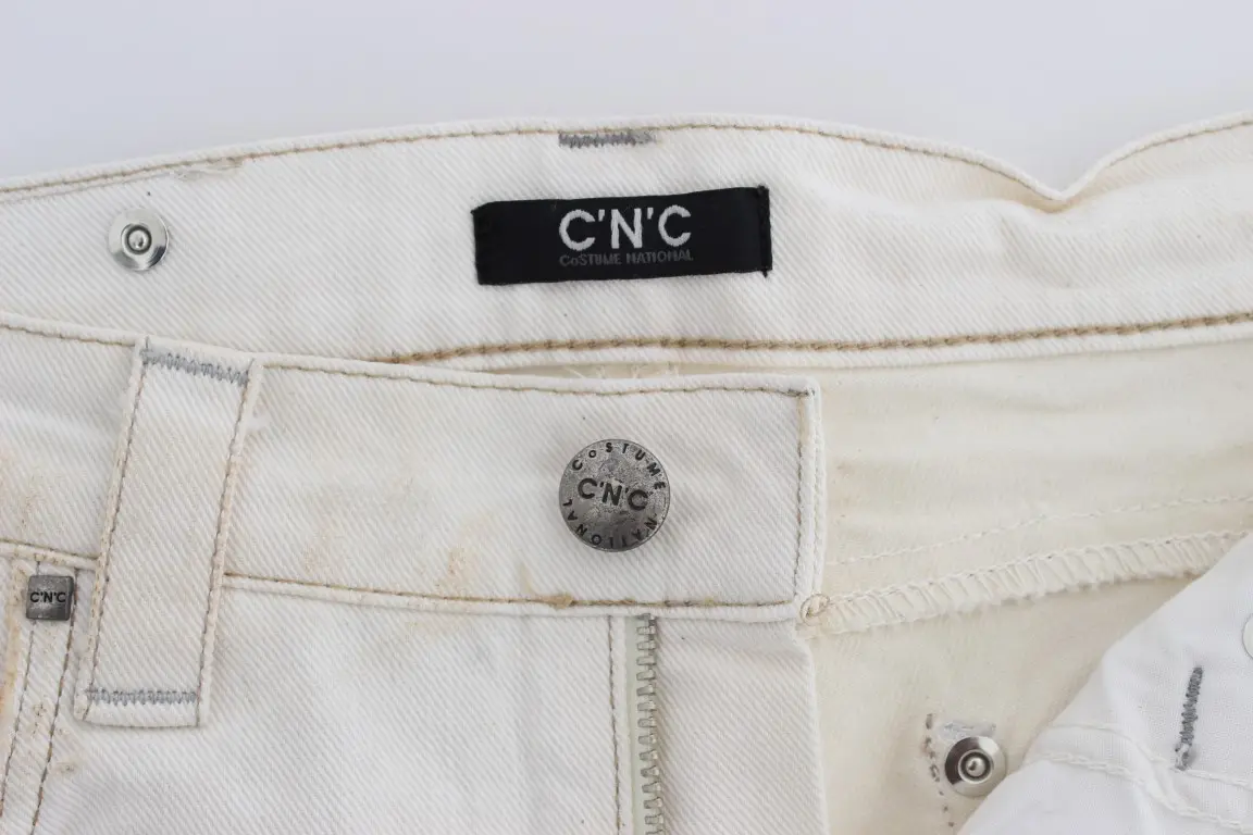 Jeans Costume National White Cotton Slim Fit Bootcut