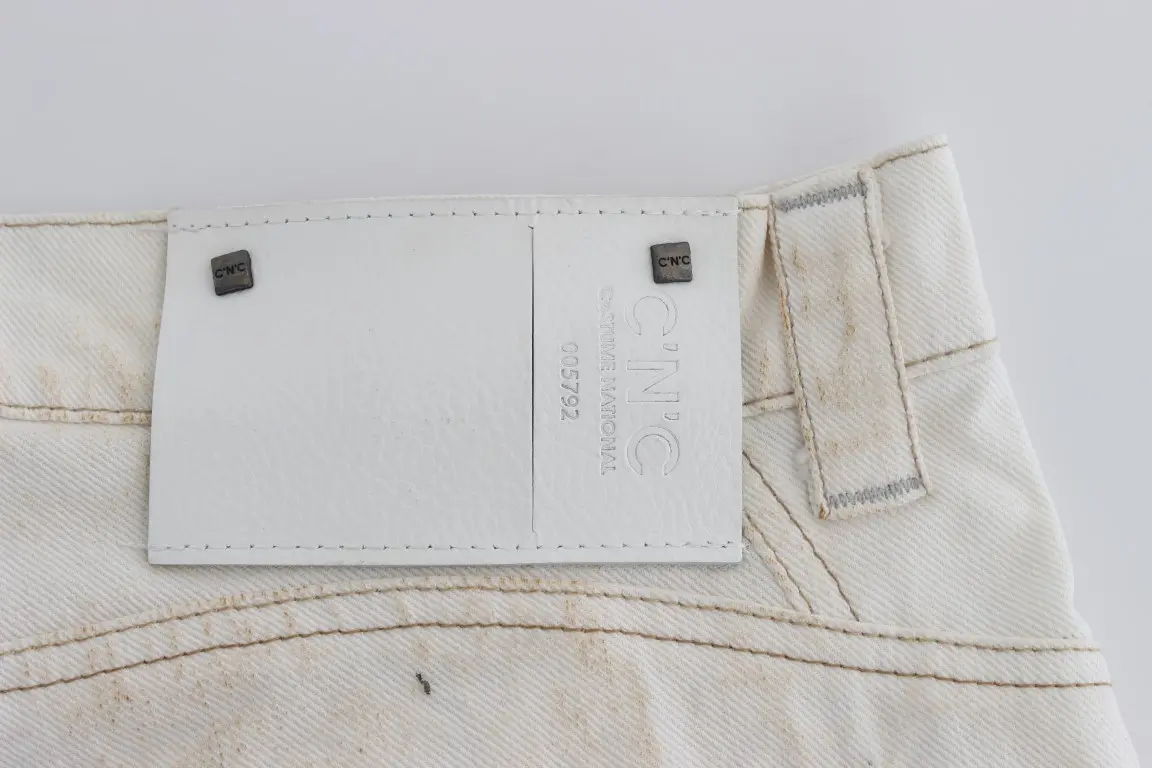 Jeans Costume National White Cotton Slim Fit Bootcut