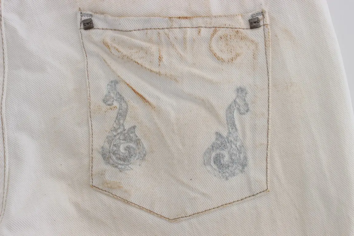 Jeans Costume National White Cotton Slim Fit Bootcut
