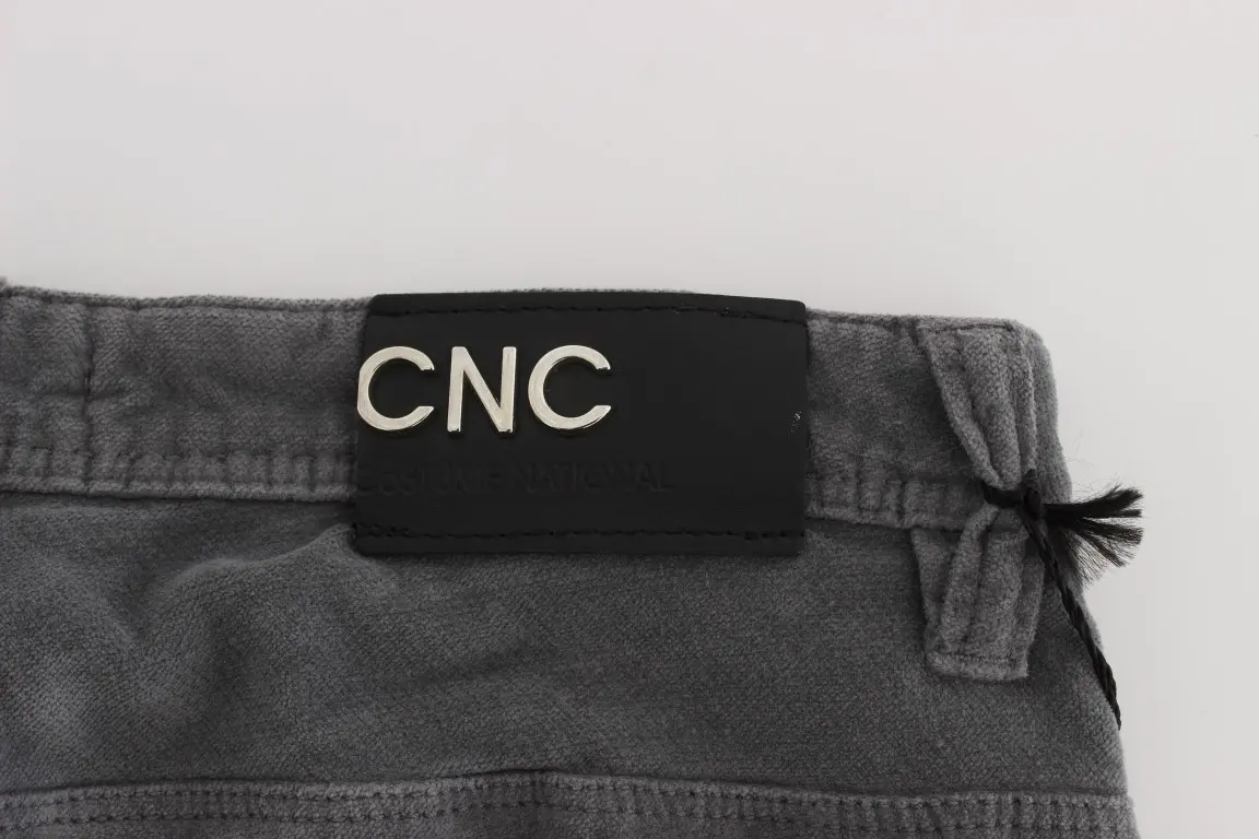 Джинсы Costume National Серые Хлопковые Супер Слим Вельветовые