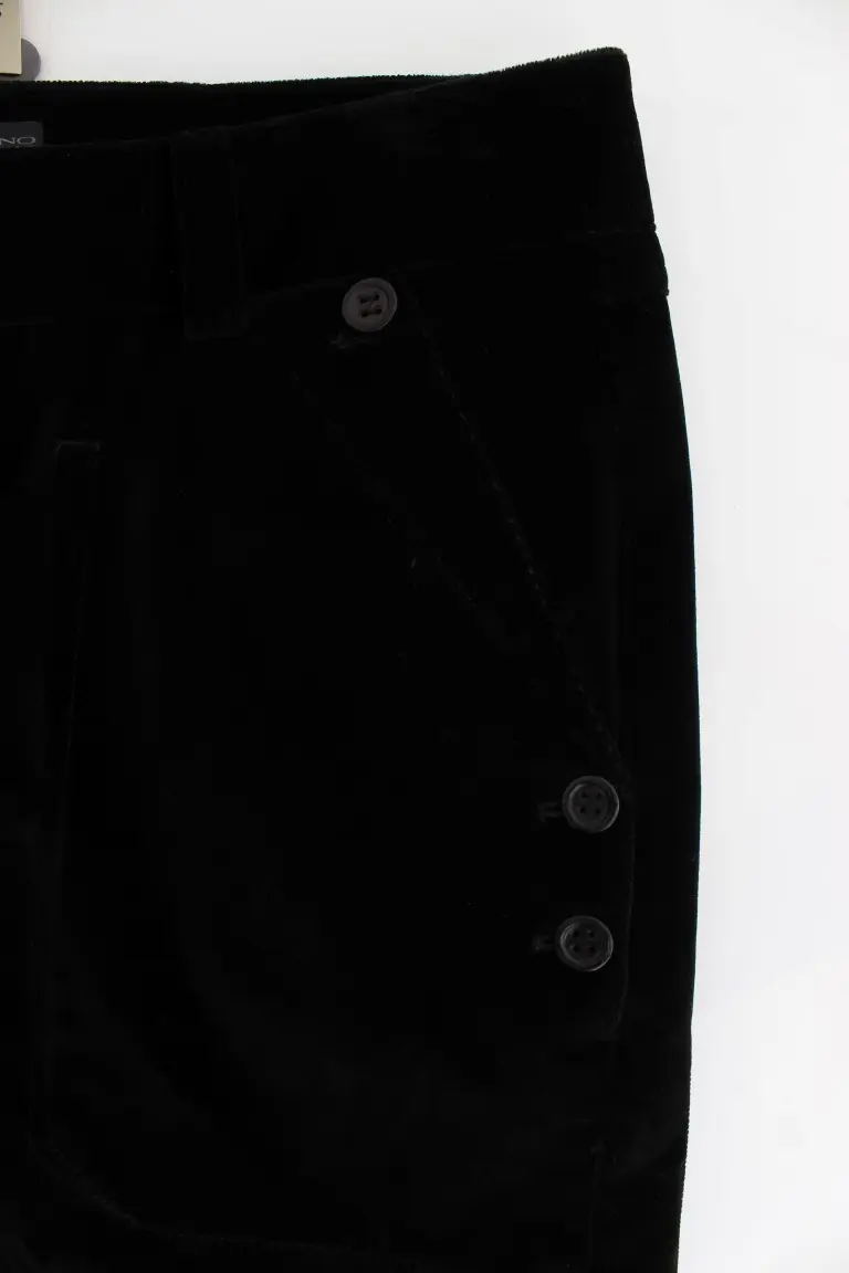 Джинсы Ermanno Scervino Черный Бархат Хлопок Прямые Брюки