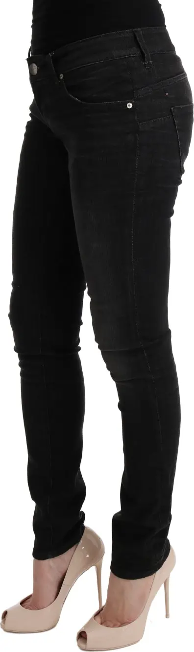 Qora denimli paxta pastki shimlar Yengil Fit Jinsilar
