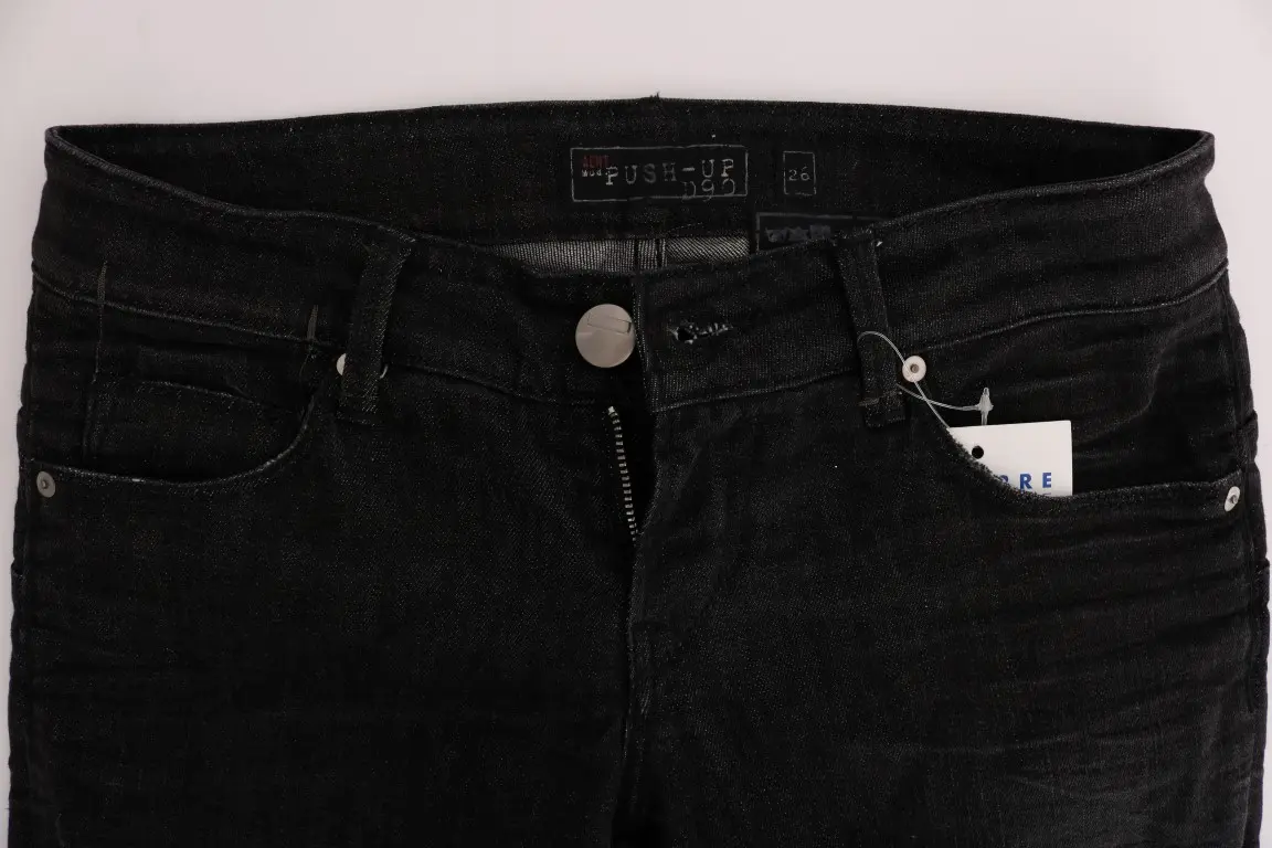 Qora denimli paxta pastki shimlar Yengil Fit Jinsilar