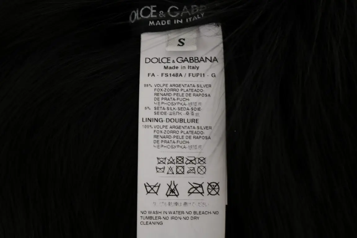 Шарф Dolce & Gabbana Элегантный Черный Мех Чернобурки