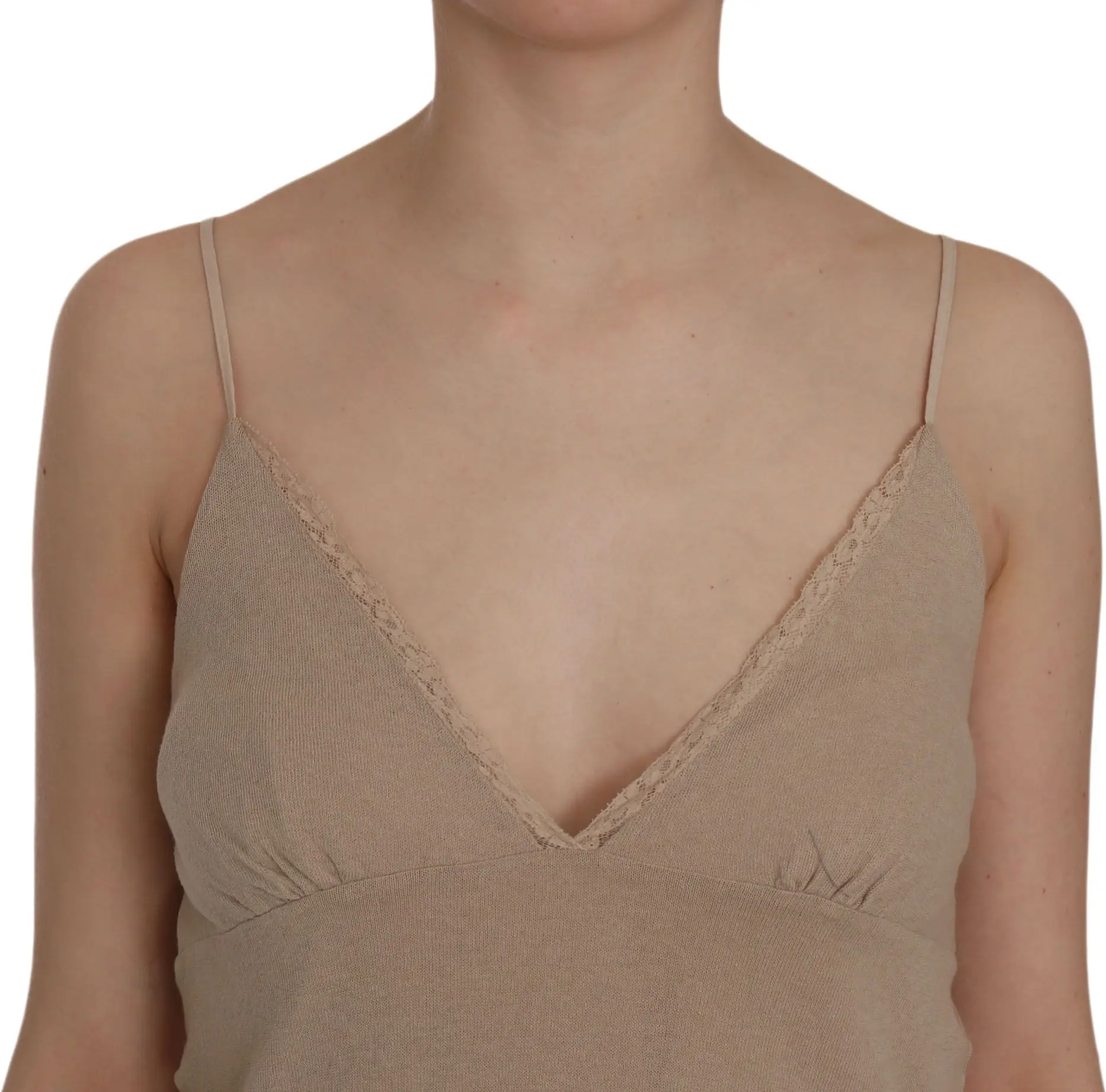 Ko'ylak Think Pink Beige Dantelli Spagetti Kamarli Mini