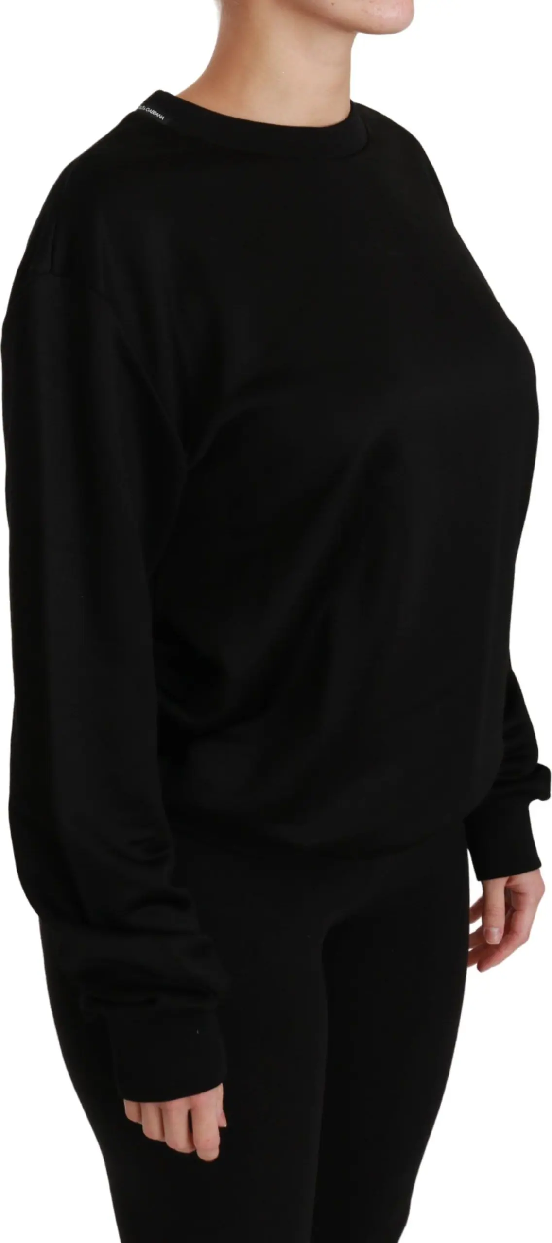 Sweater Dolce & Gabbana Black Cotton Crewneck Pullover