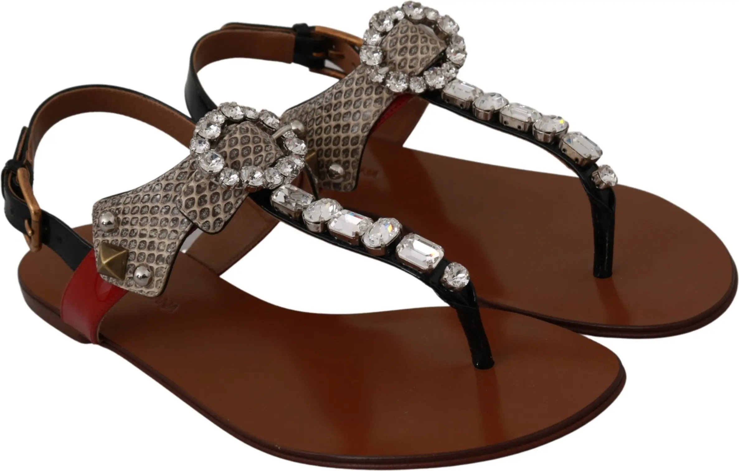 Sandals Dolce & Gabbana Leather Ayers Crystal