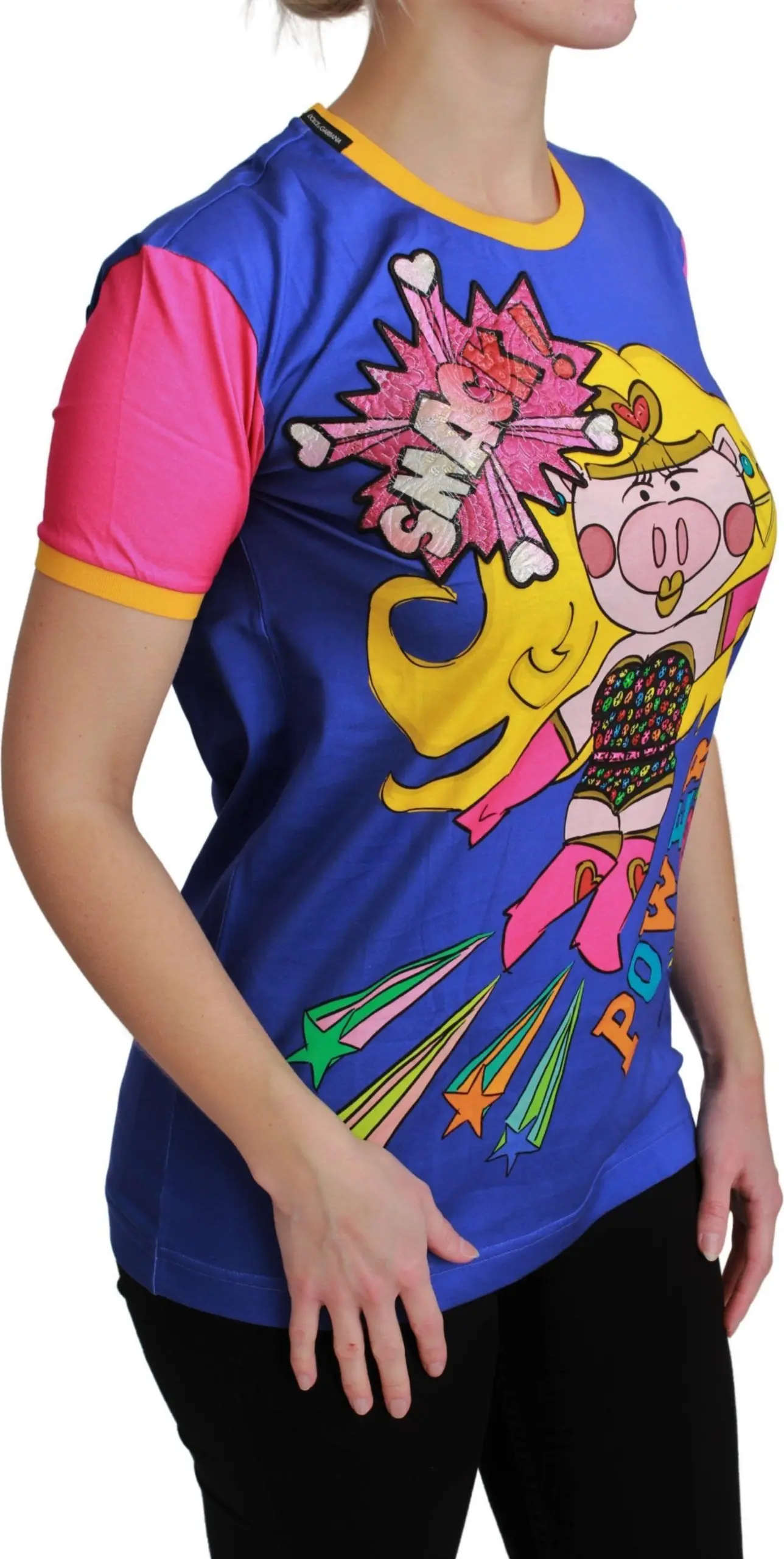 Футболка Дольче & Габбана Фиолетовая PIG SUPERGIRL