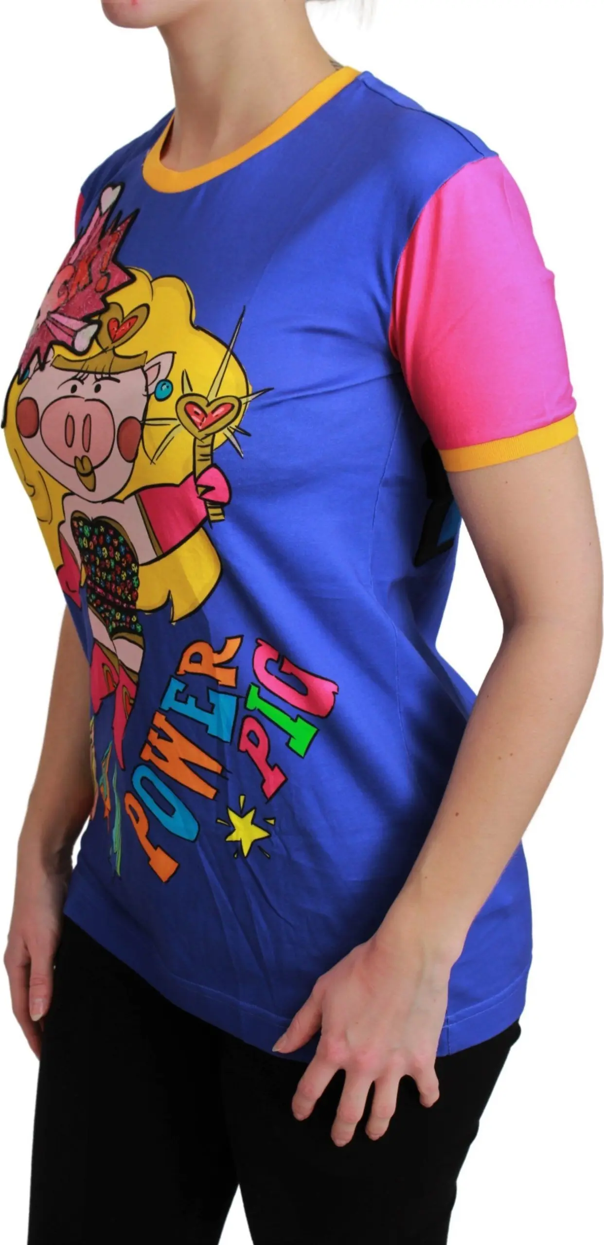 Футболка Дольче & Габбана Фиолетовая PIG SUPERGIRL