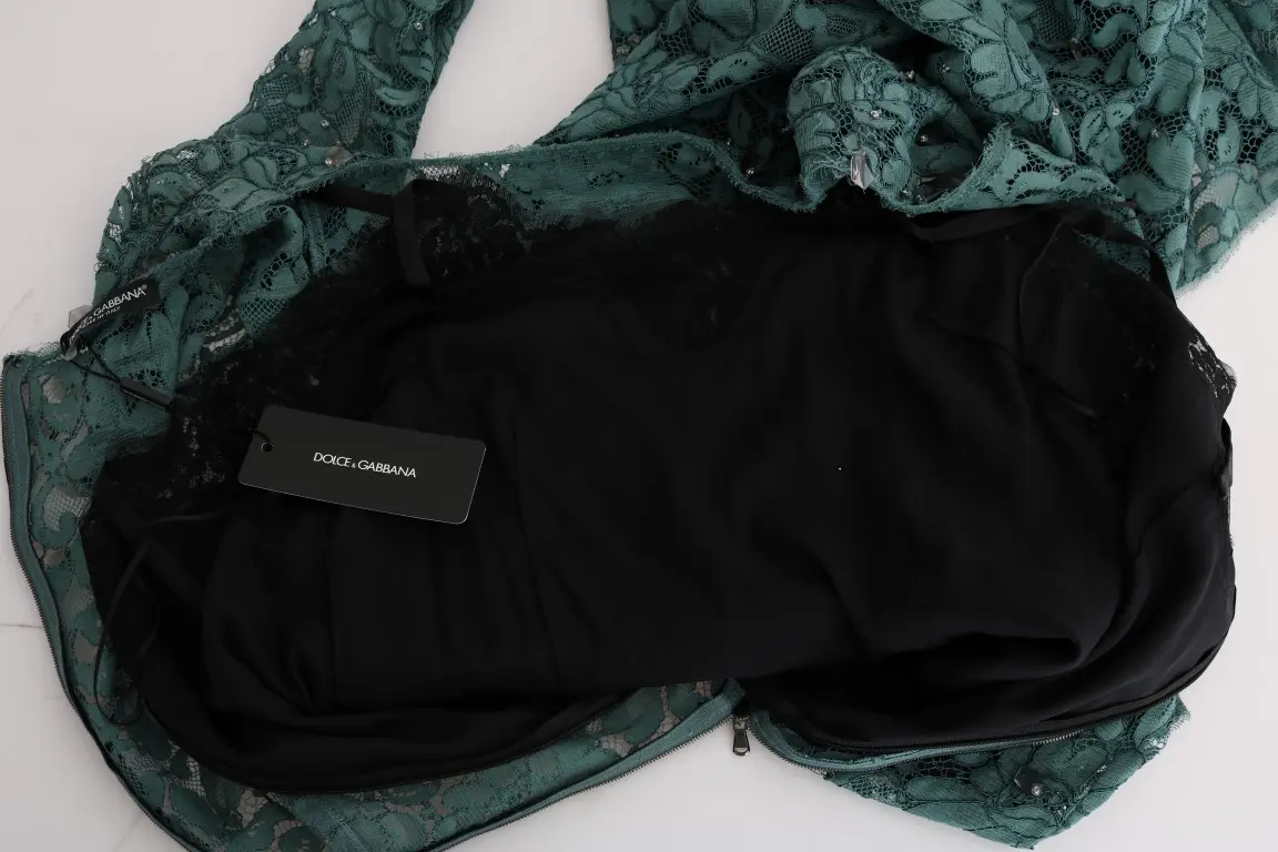 Sheath ko'ylak Dolce & Gabbana Yashil Gullar Kristal Nakrshi