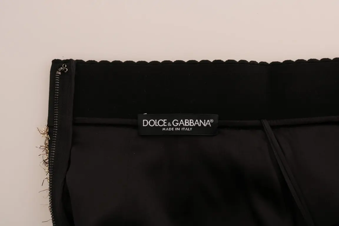 Юбка Dolce & Gabbana Золотая Черная Короткая Мини
