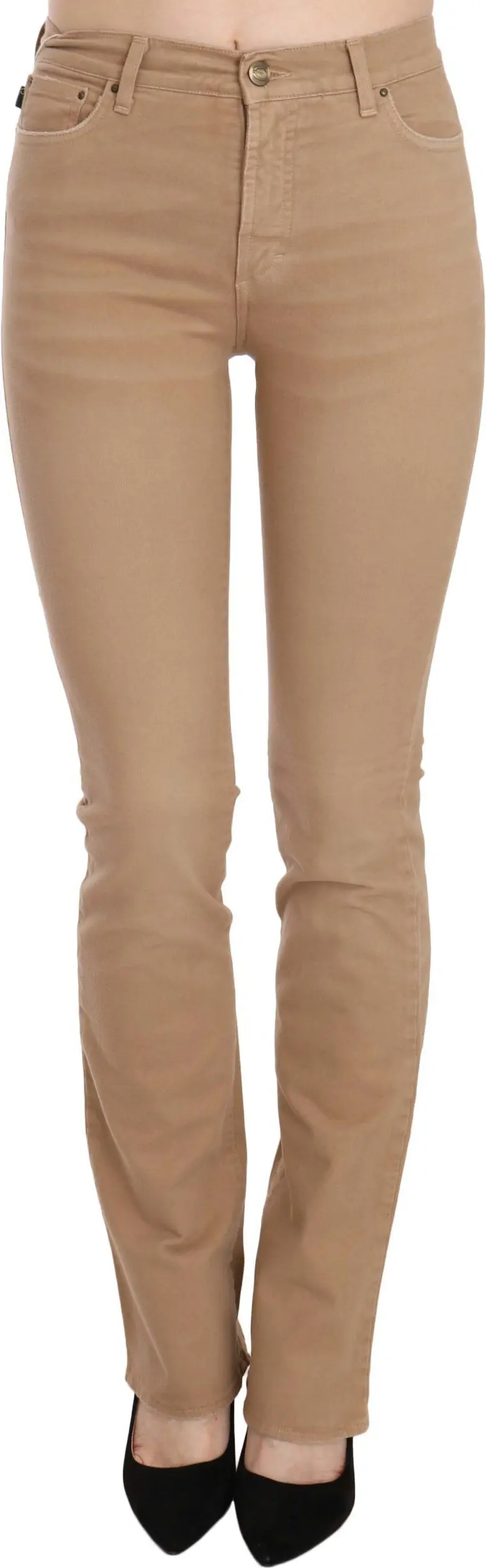Trousers Just Cavalli Brown Cotton Stretch Mid Waist Skinny