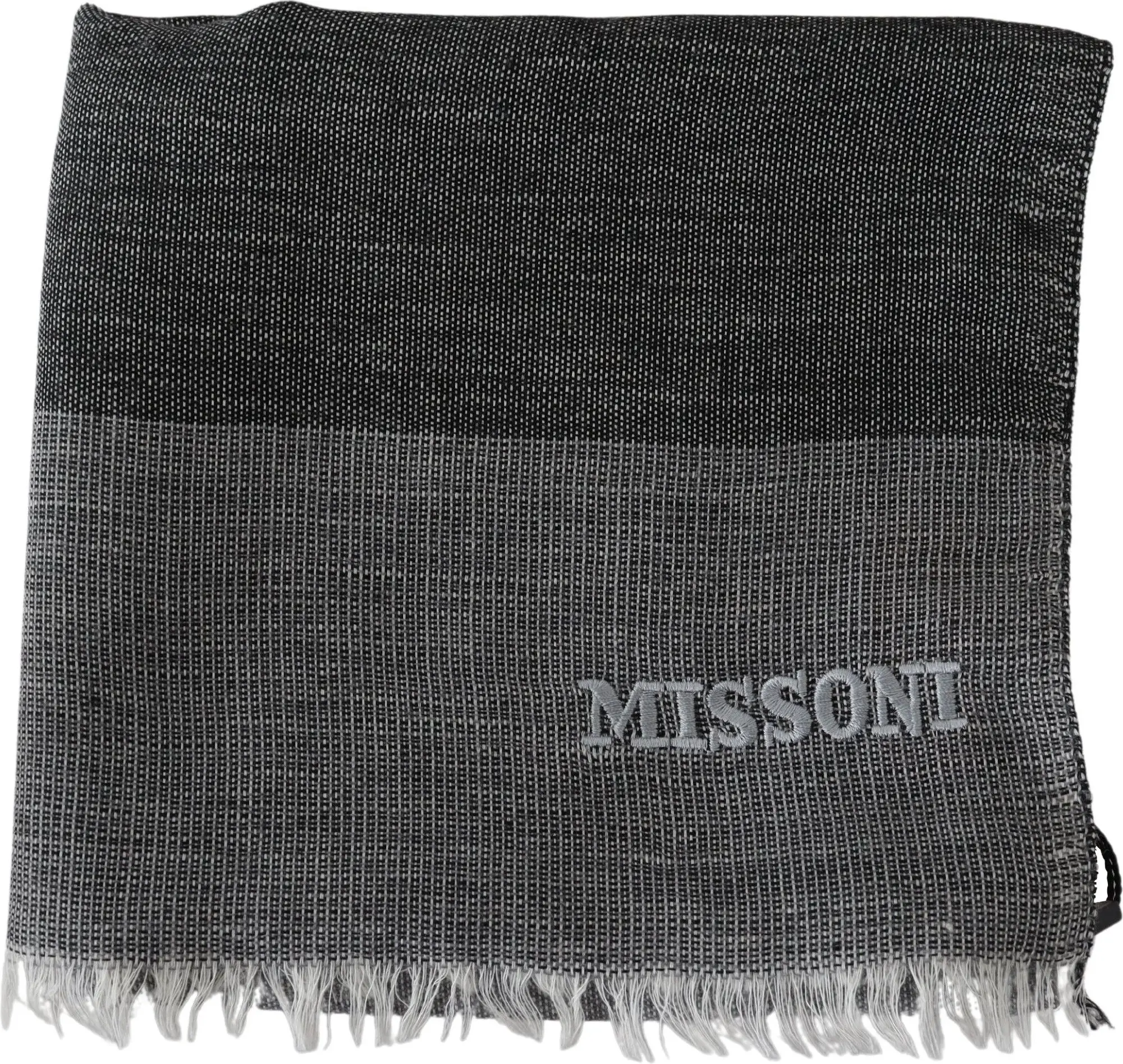 Sharf Missoni Elegant Striped Wool Scarf with Logo Embroidery