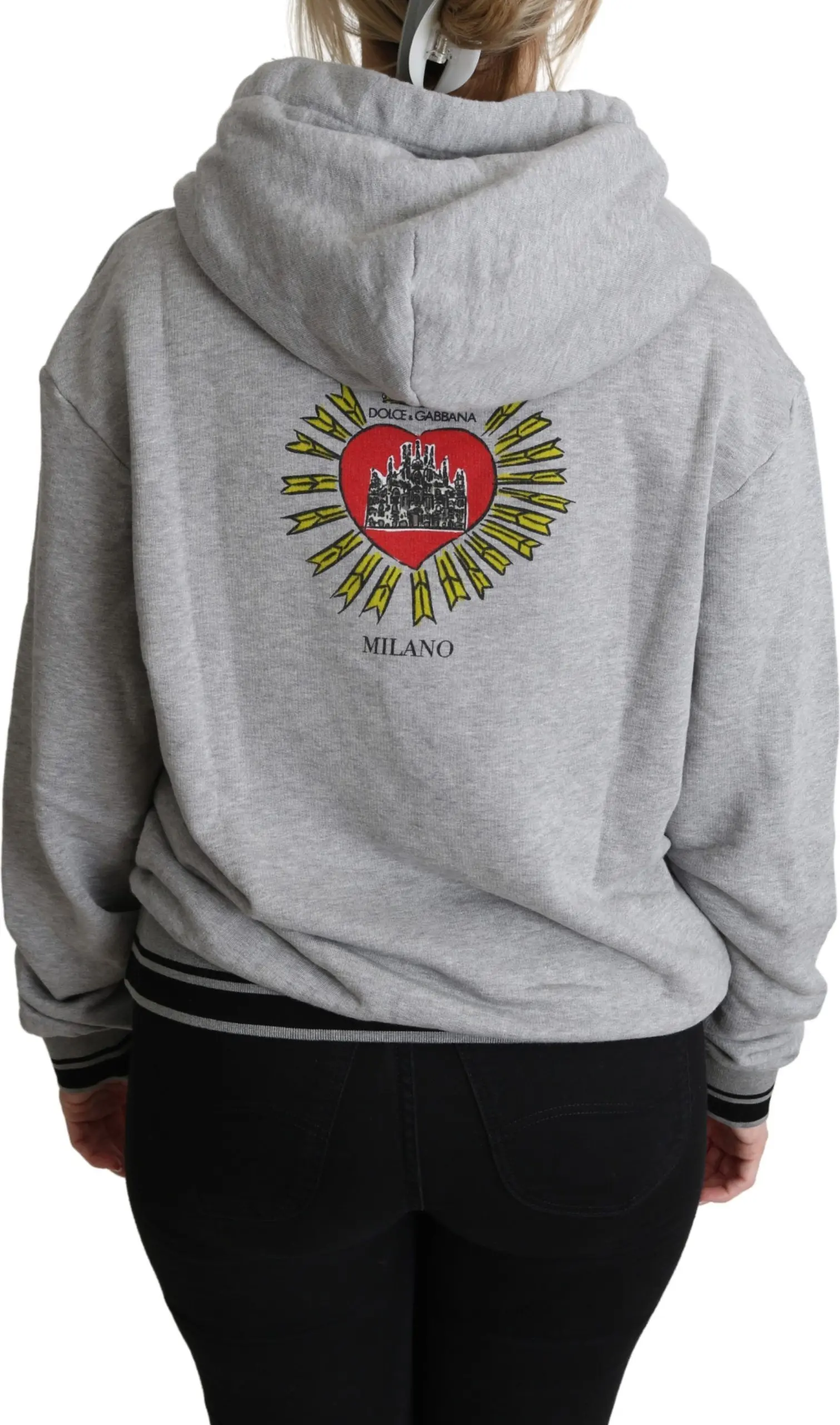 Sweater Dolce & Gabbana Gray Printed Exclusive Logo Sweater
