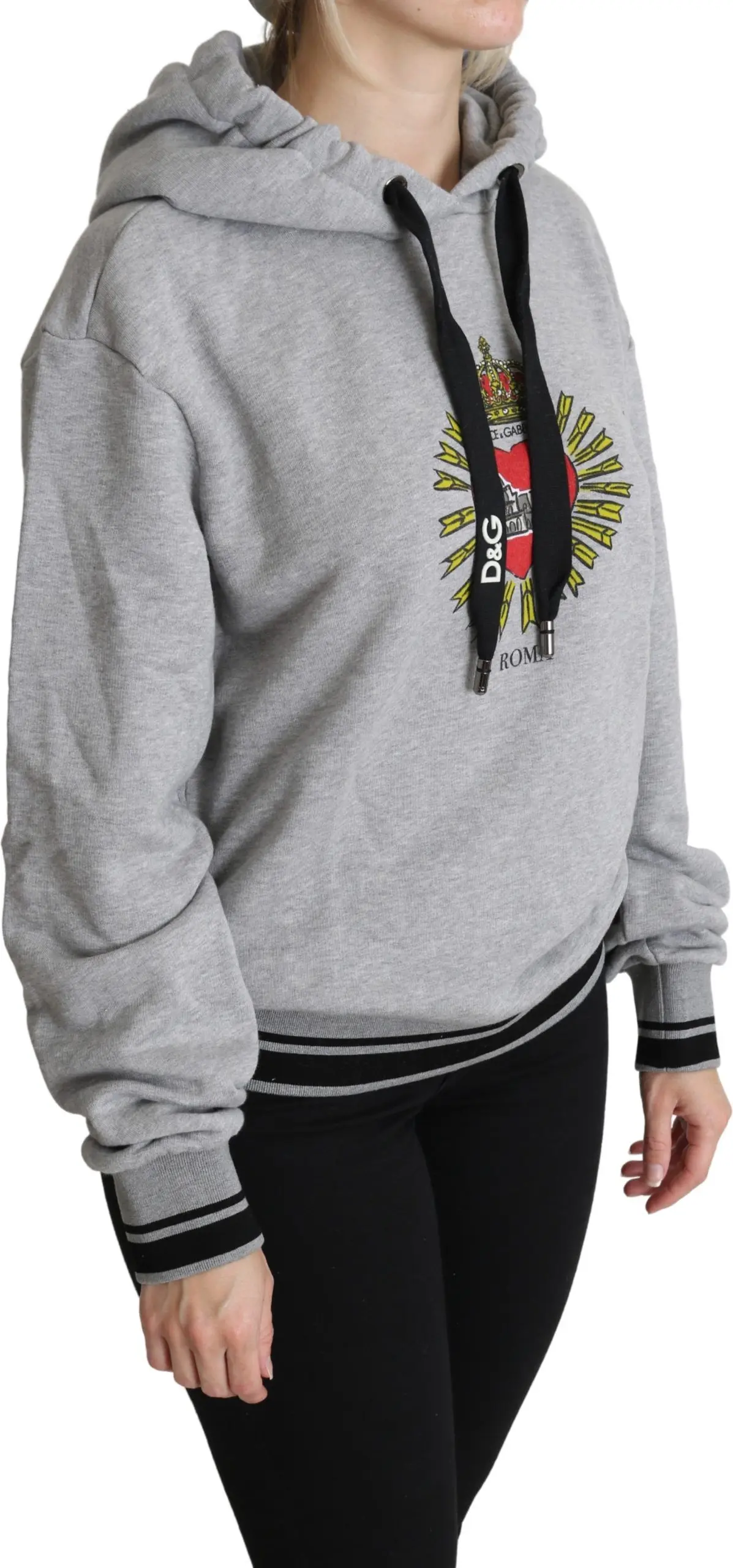 Sweater Dolce & Gabbana Gray Printed Exclusive Logo Sweater