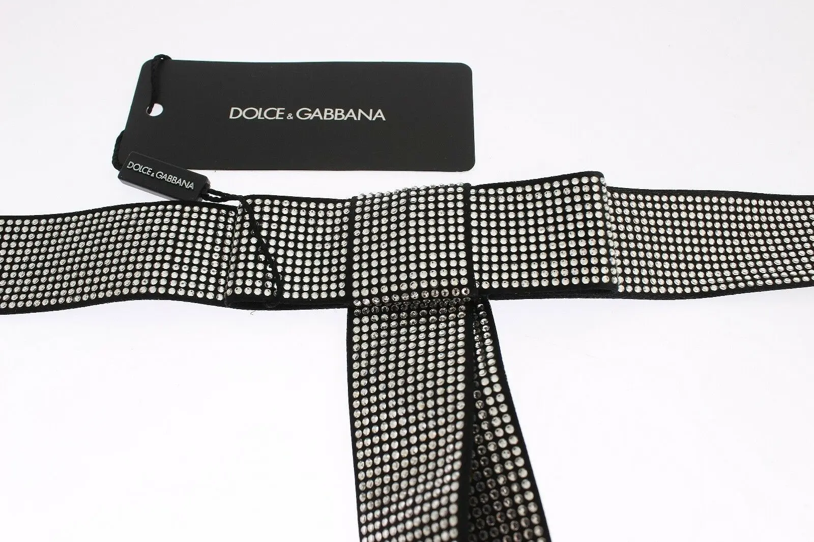 Поясной ремень Dolce & Gabbana Черный шелковый пояс-корсет с кристальным бантом Элегантность