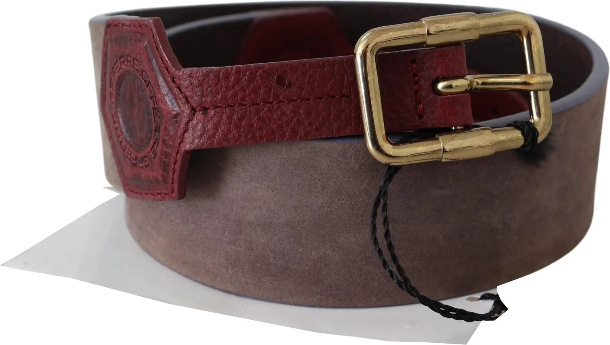 Belt Gianfranco Ferre Brown Leather Wide Gold Chrome Logo Buckle